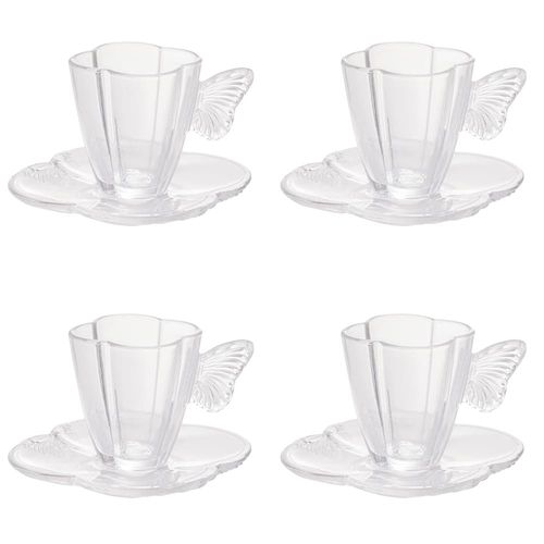 Conjunto com 4 Xícaras e Pires para Chá Wolff Butterfly – 180ml