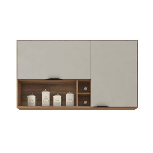 Armário Aéreo Demóbile Firenze com 2 Portas, 2 Prateleiras e Nichos – Amêndoa/Nude Prime TX