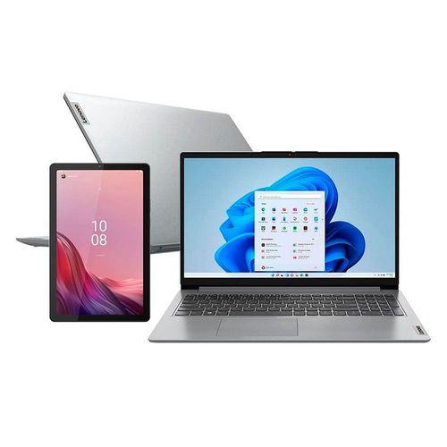 Notebook Lenovo IdeaPad 1i Intel Core i5, 8GB RAM, 512GB SSD e Windows 11 - 82VY000QBR + Tablet Lenovo M9 64GB, Tela 9" WVA e Câmera 8MP e 2MP - Prata