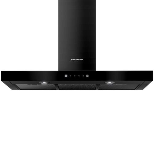 Coifa de Parede Brastemp Eclipse Collection BAE90AP com Painel Touch on Glass, Função Turbo e Iluminação LED Black Inox - 90cm 110V