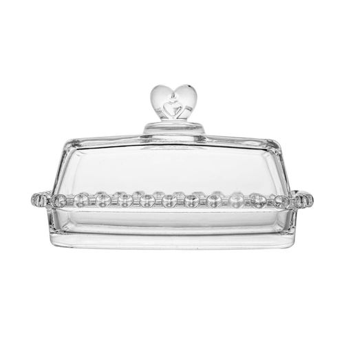 Manteigueira de Cristal Lyor com Tampa Coração - 17x10,5x10cm