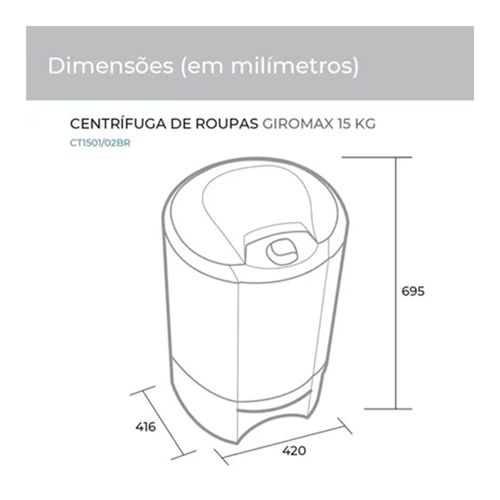 Centrifuga de Roupas Giromax 15Kg Branco 220v Suggar