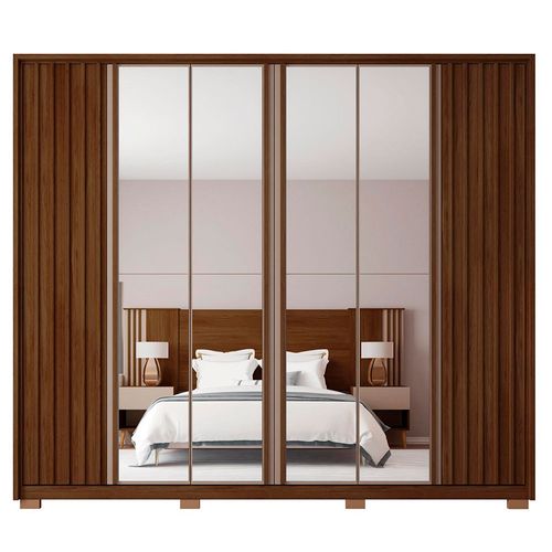 Guarda Roupa Casal Apollo Double Lux com Espelhos 6 Portas 4 Gavetas Caemmun