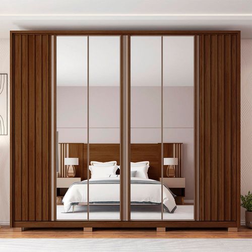 Guarda Roupa Casal Apollo Double Lux com Espelhos 6 Portas 4 Gavetas Caemmun