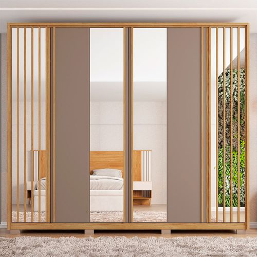 Guarda Roupa Casal Orfeus Lux com Espelhos 6 Portas 4 Gavetas Caemmun