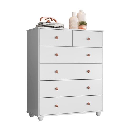 Cômoda Albatroz Vittoria com 6 Gavetas Branco Fosco Liso