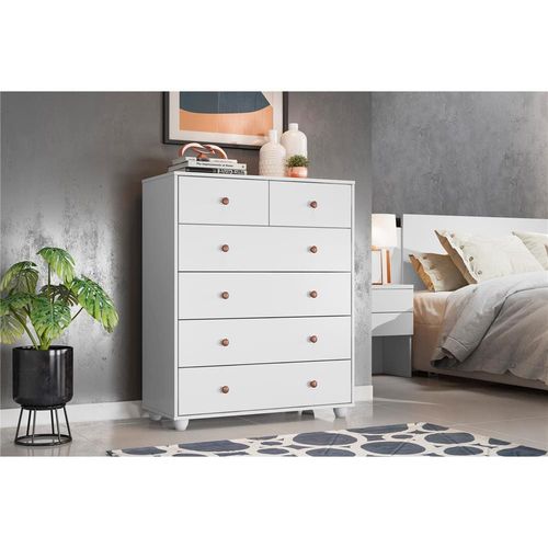 Cômoda Albatroz Vittoria com 6 Gavetas Branco Fosco Liso