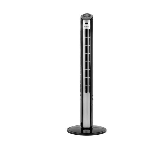 Ventilador de Torre 90cm Spirit Slim 40W de Potência com 3 Velocidades, Função Bom Sono e Vento Natural – Preto/Prata 110V