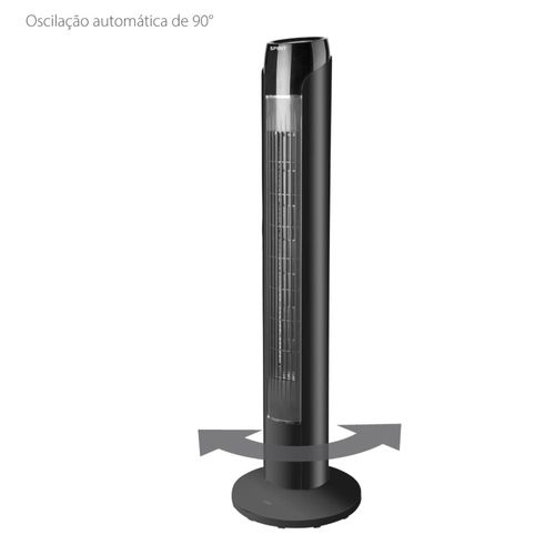 Ventilador de Torre 90cm Spirit SKY com 3 Velocidades, Controle Remoto e Timer de até 7h30 – Preto 220V