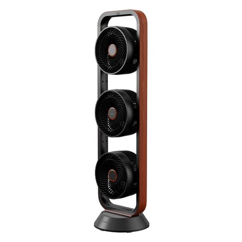 Ventilador de Torre Spirit Robot Triplo 130W com 3 Velocidades, Controle Remoto e Painel Digital com Display LED - Preto/Tabaco 110V