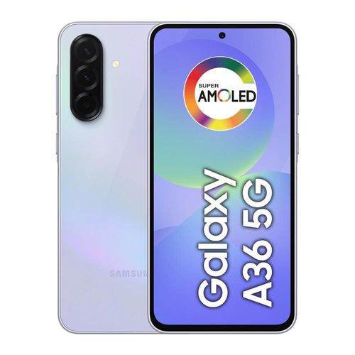 Smartphone Samsung Galaxy A36 5G Violeta 128GB, 6GB RAM, Câmera Tripla até 50MP, Tela Super AMOLED 6.7", IP67, NFC e Recursos AI + Galaxy Fit3 Grafite