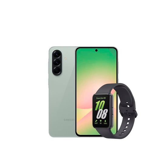 Smartphone Samsung Galaxy A56 5G Verde 256GB, 8GB RAM, Câmera Tripla 50MP, Tela 6.7", IP67, NFC e Recursos AI + Galaxy Fit3 Grafite Display de 1.6"