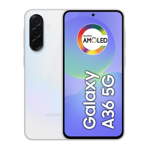 Smartphone Samsung Galaxy A36 5G Branco 256GB, 8GB RAM, Câmera Tripla até 50MP, Tela Super AMOLED 6.7", IP67, NFC, Recursos AI e Snapdragon 6 Gen 3
