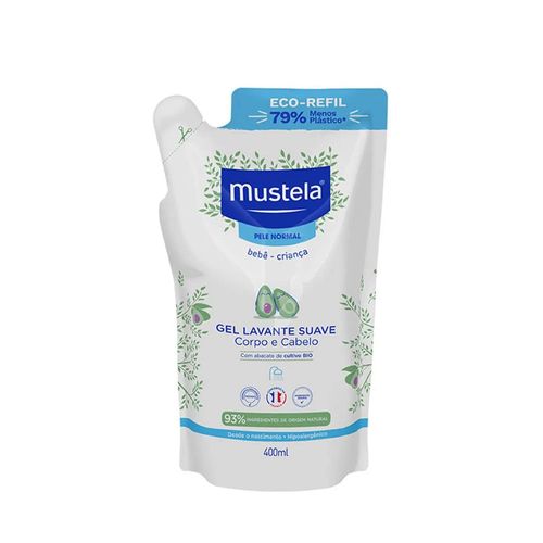 Gel Lavante Suave Mustela Corpo e Cabelo Refil 400ml