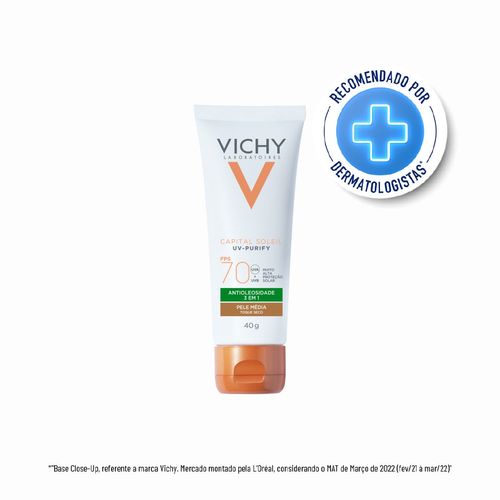 Protetor Solar Vichy Capital Soleil Purify Pele Média  FPS70 40g