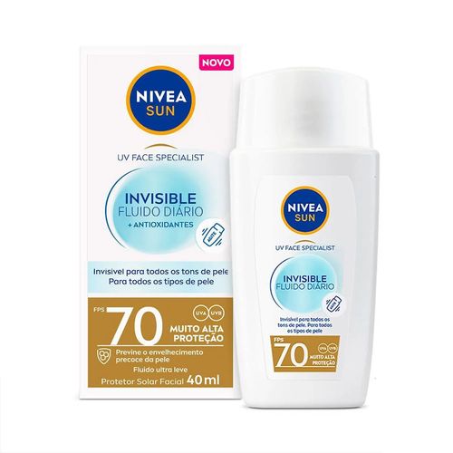 Protetor Solar Facial Nivea Sun Invisible Fluido Diário Fps70 40ml