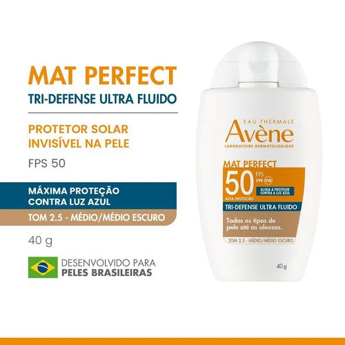 Protetor Solar Facial Avène Mat Perfect 2.5 Médio Escuro Fps50 40g