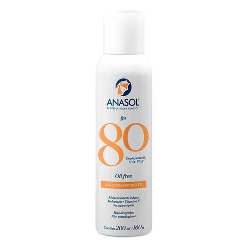 Protetor Solar Aerosol Anasol Spray Transparente Fps80 200ml