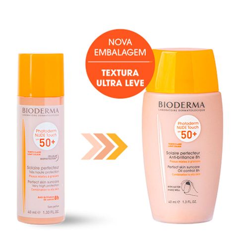 Protetor Solar Photoderm Bioderma Nude Touch + Claro  FPS50 40ml