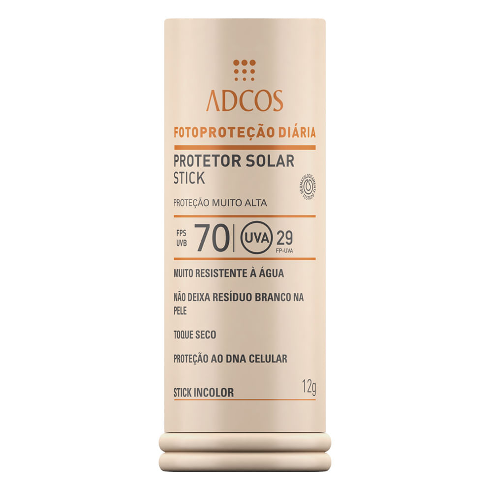 Protetor Solar Stick Fps 70 Incolor Adcos Resistente A Agua