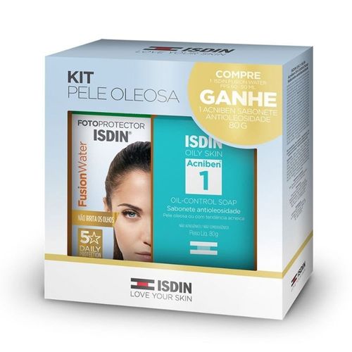 Isdin Protetor Solar Facial Fusion Water Color Médio FPS50 50ML+ Sabonete Em Barra Acniben 80G