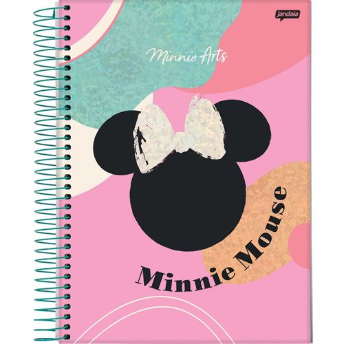 Caderno Jandaia Capa Dura Com Espiral 80 Folhas 1 Matéria Minnie Arts FSC