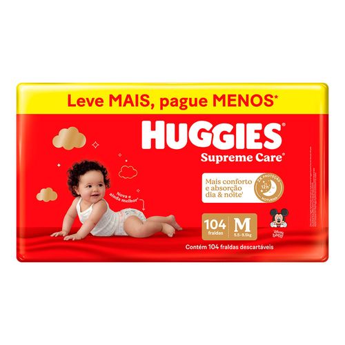 Fralda Huggies Supreme Care Max M 104 unidades