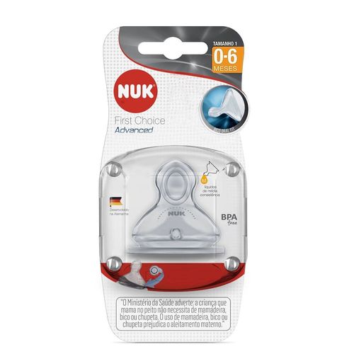 Bico Mamadeira Nuk Silicone First Choice Advanced Média Consistência S1