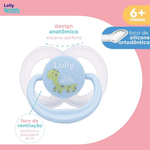 Chupeta Lolly Baby Color Silicone Ortodôntico N2 Azul