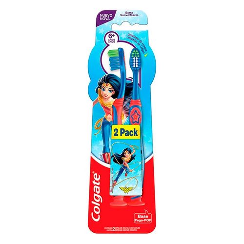 Escova Dental Infantil Colgate Smiles Batman e Mulher Maravilha 2 Unidades.