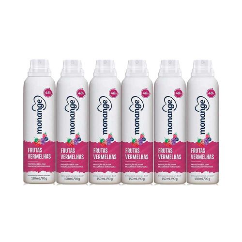 Kit 6 Desodorante Monange Aerosol Frutas Vermelhas 90g cada