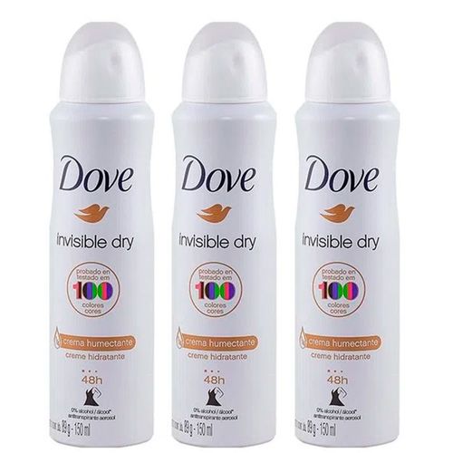 Kit 3 Desodorante Dove Aerosol Feminino Dove Invisible Dry 150ml cada