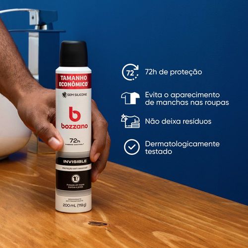 Desodorante Antitranspirante Bozzano Aerossol Invisible 200ml