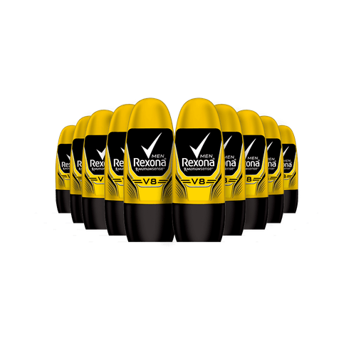Kit com 10 Desodorante Rexona Rollon 50Ml Men Reg V8