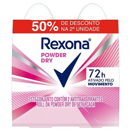 Desodorante Roll-on Rexona Powder Dry Com 2 Unidades 50ml Cada