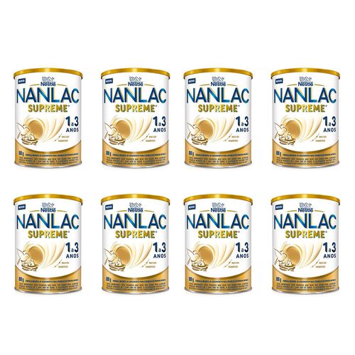 Kit com 8 Fórmula Infantil Nanlac Supreme 1 a 3 anos 800g cada