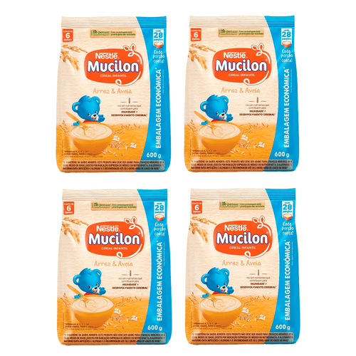 Kit 4 Mucilon 600g Sch Arroz/aveia Cada.