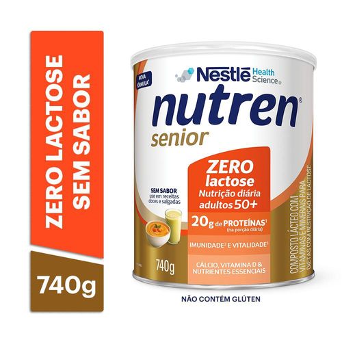 Complemento Alimentar Nutren Senior Sem Sabor Zero Lactose 740g
