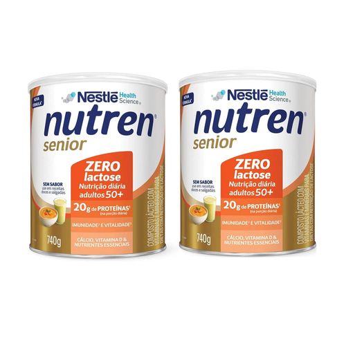 Kit com 2 Nutren Senior Zero Lactose Sem Sabor 740g cada