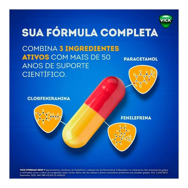 Vick Pyrena Grip-7 Paracetamol 400mg + Cloridrato Fenillefrina 4mg ...