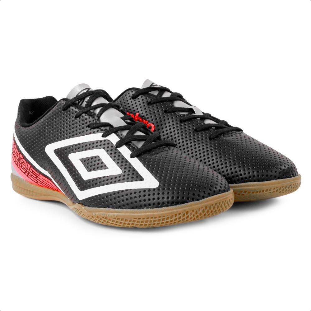 Chuteira Futsal N°40 Umbro Force Preto Branco Coral (MP)