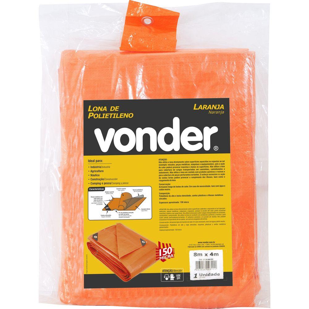 Encontraproduto.com.br - Lona polietileno 7x5m laranja 150 micras média - Vonder